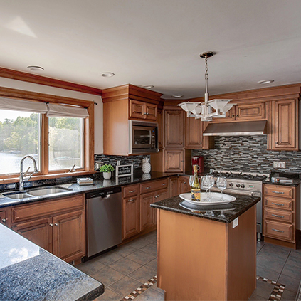 kitchen with granite island